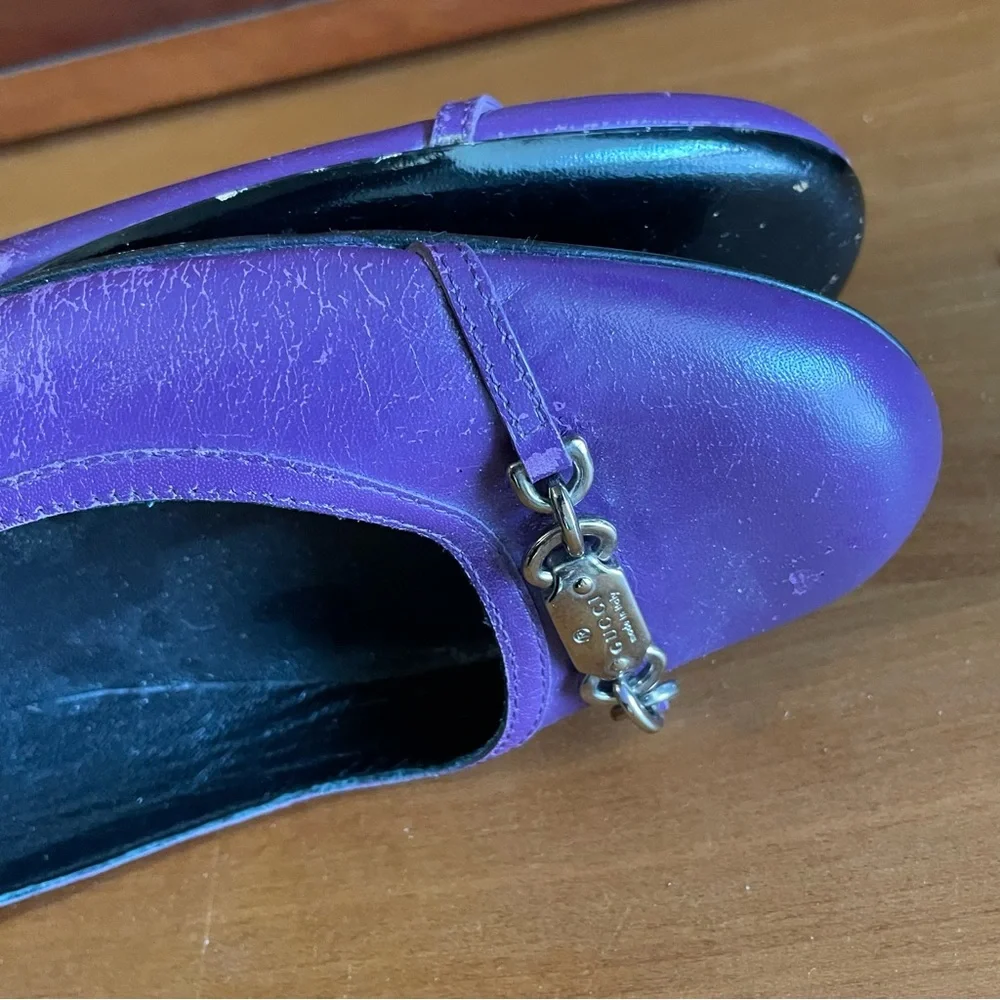 Vintage GUCCI Purple Leather Ballet Flats - 40C - Picture 8 of 15